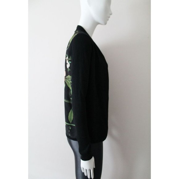 Ted Baker Memie Secret Trellis-Print Cardigan Sweater Black Size TED 1/ US 4 - Picture 5 of 8